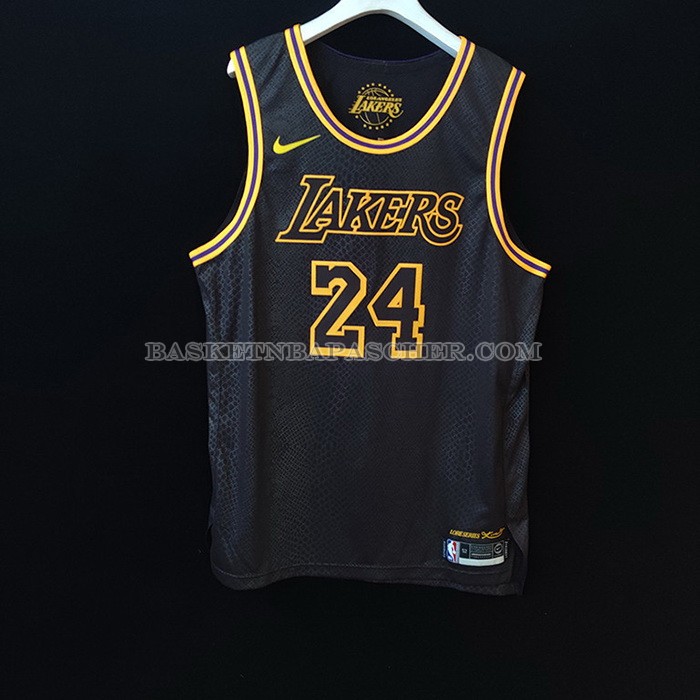 Maillot Los Angeles Lakers Kobe Bryant NO 24 Black Mamba Authentique Noir